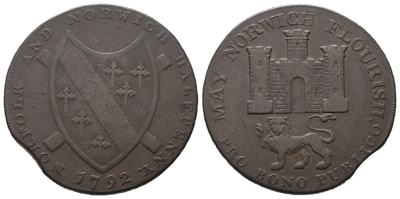 Velká Británie, 1/2 Penny 1792 - Norfolk