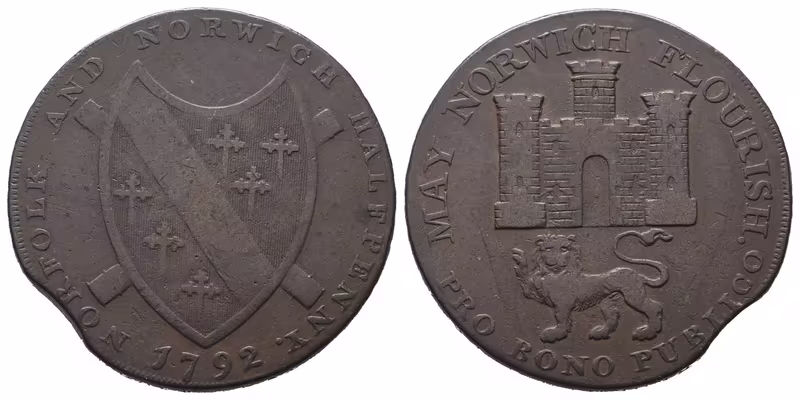 Velká Británie, 1/2 Penny 1792 - Norfolk