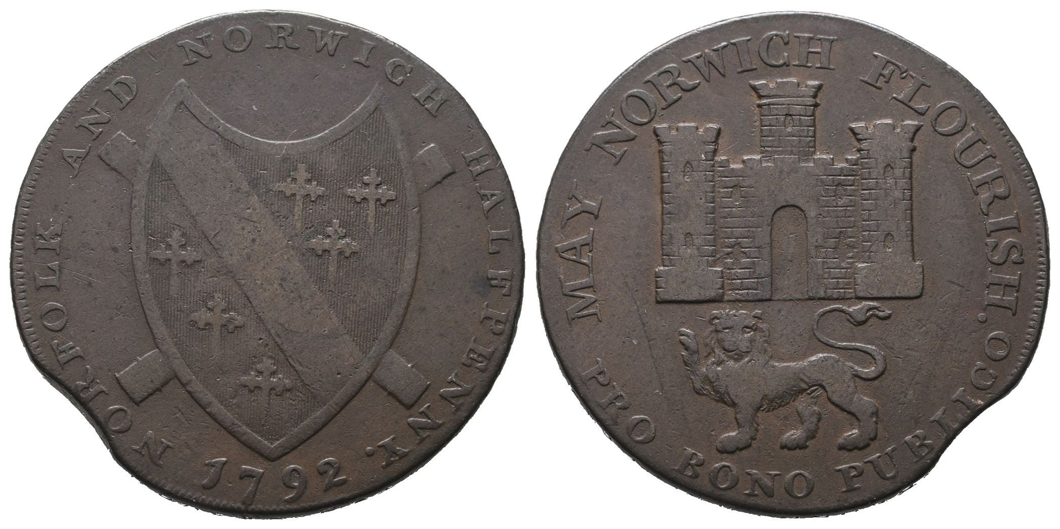 Velká Británie, 1/2 Penny 1792 - Norfolk