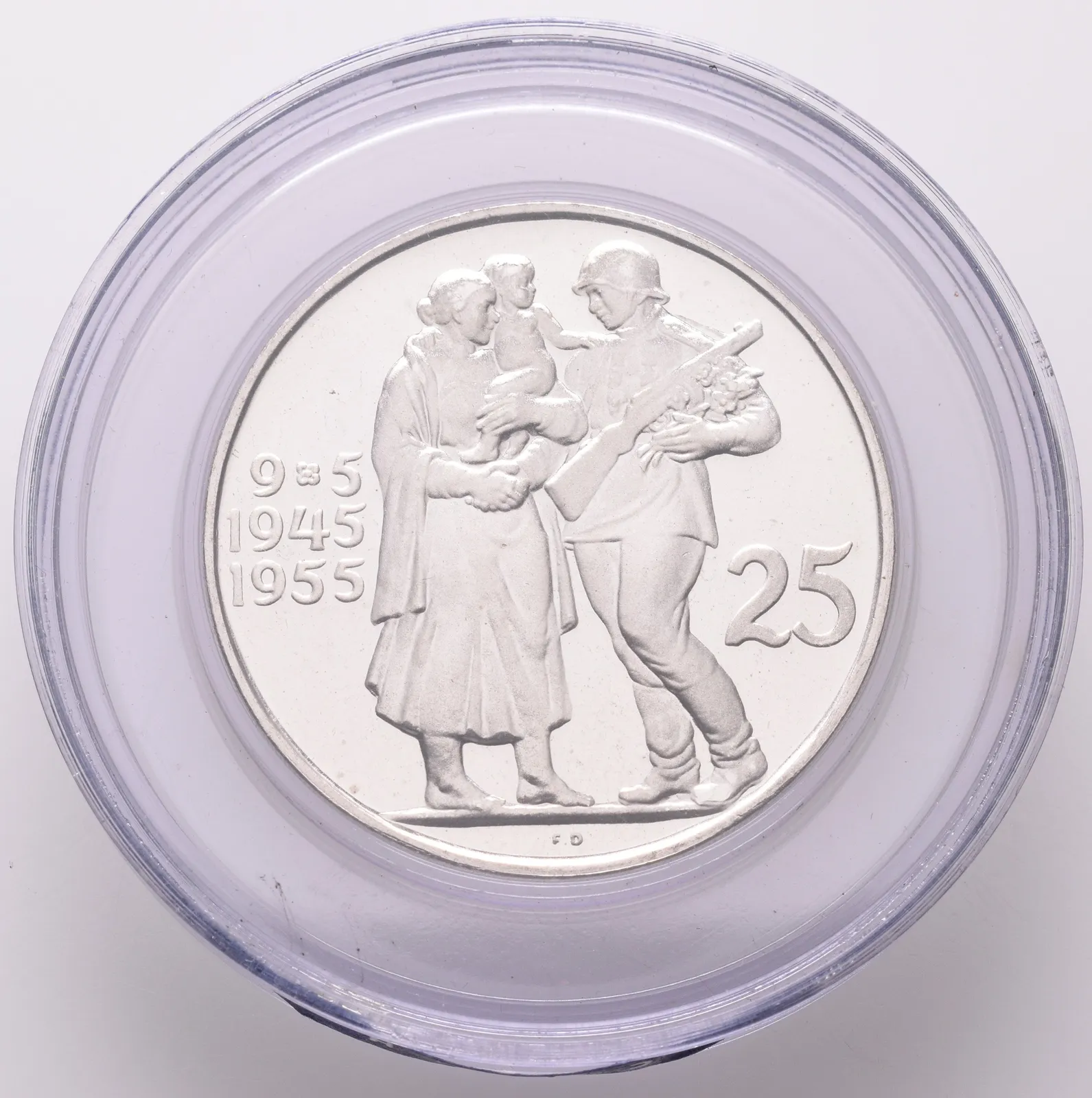 25 Kčs 1955 - 10. výročí osvobození Československa, PROOF, původní etue