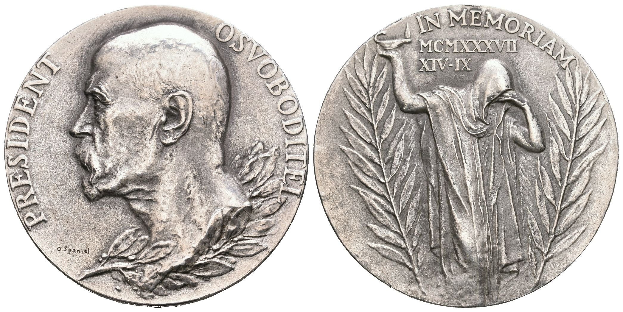Španiel Otakar -  K úmrtí TGM, 40 mm