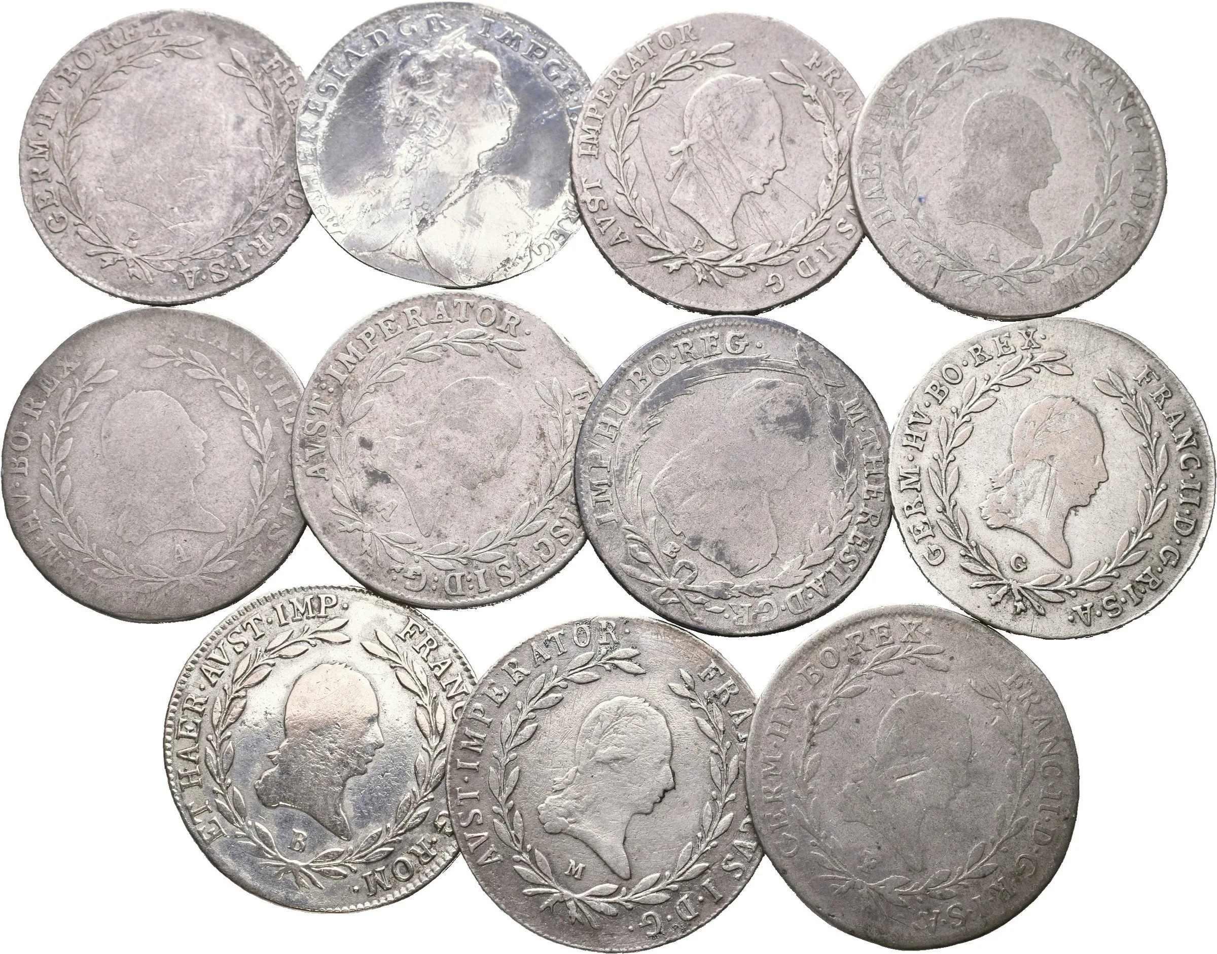 Soubor stříbrných 20 a XVII Krejcarů Františka II. a Marie Terezie — 1