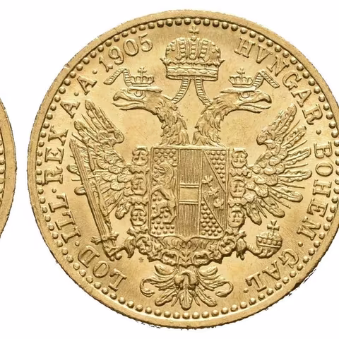 Dukát 1905, krásná zachovalost, ražební lesk, škr. na Av., nep. hr.