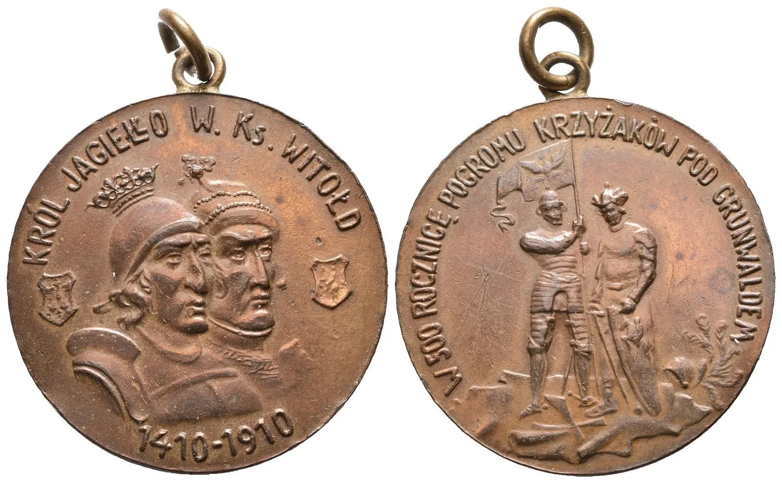 AE Medaile 1910 - 500 let porážky křižáků u Grunwaldu. Pat. bronz 31 mm — 1