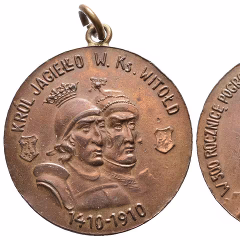 AE Medaile 1910 - 500 let porážky křižáků u Grunwaldu. Pat. bronz 31 mm