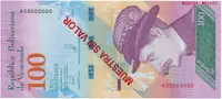 Venezuela, 100 Bolivares 2018, anulát - MUESTRA SIN VALOR, P.106as