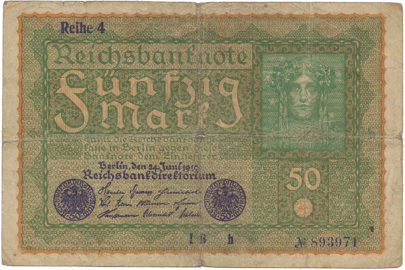 Německo, 50 Mark 1919, Reihe 4, Ro.62d