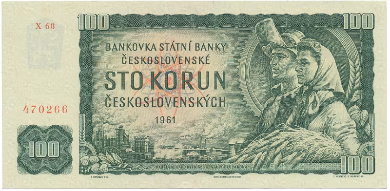 Československo, 100 Koruna 1961, II. vydání, série X, Hej.102aX