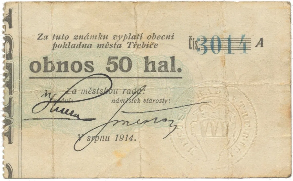 Třebíč - město, 50 hal srpen 1914, série A, HH.223.5.4f