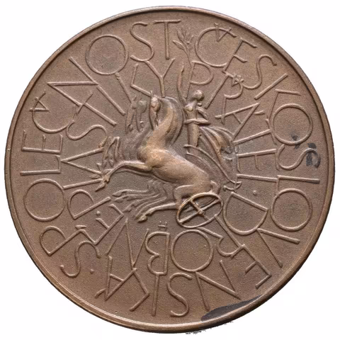 AE Medaile 1983 - ČSPDP, 100. výročí národního divadla. Triga, dvojitý opis / Pohled na budovy divadla, opis.