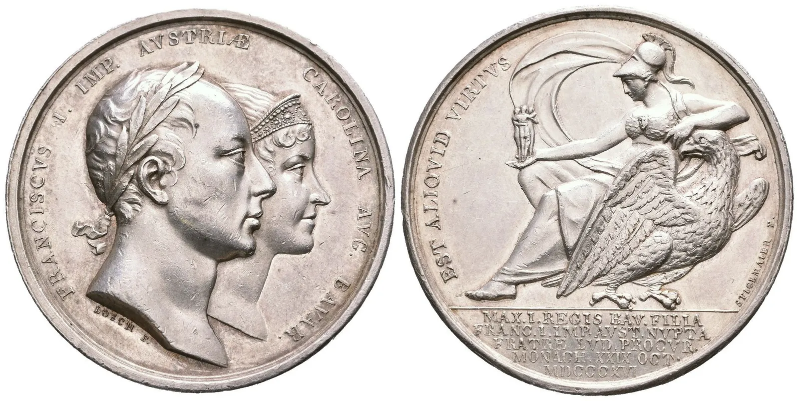 AR Medaile 1816 (Losch) - Ke svatbě s Carolinou von Bayern. Dvojportrét manželů — 1