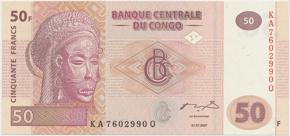 Kongo Dem. Republika, 50 Francs 2007, tisk G&D, P.97a