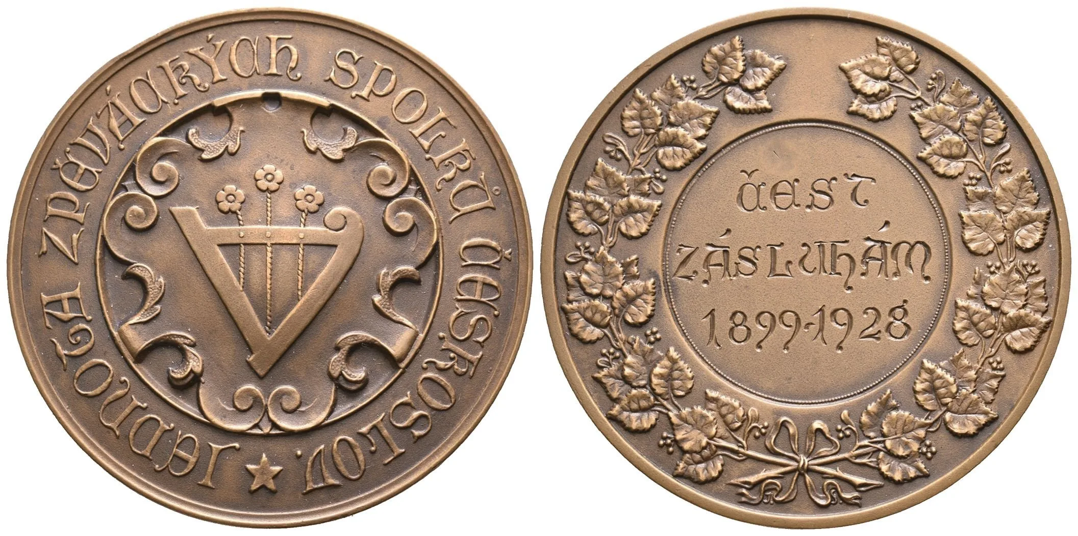 AE Medaile 1928 - Čest zásluhám, Jednota zpěváckých spolků Československých. — 1