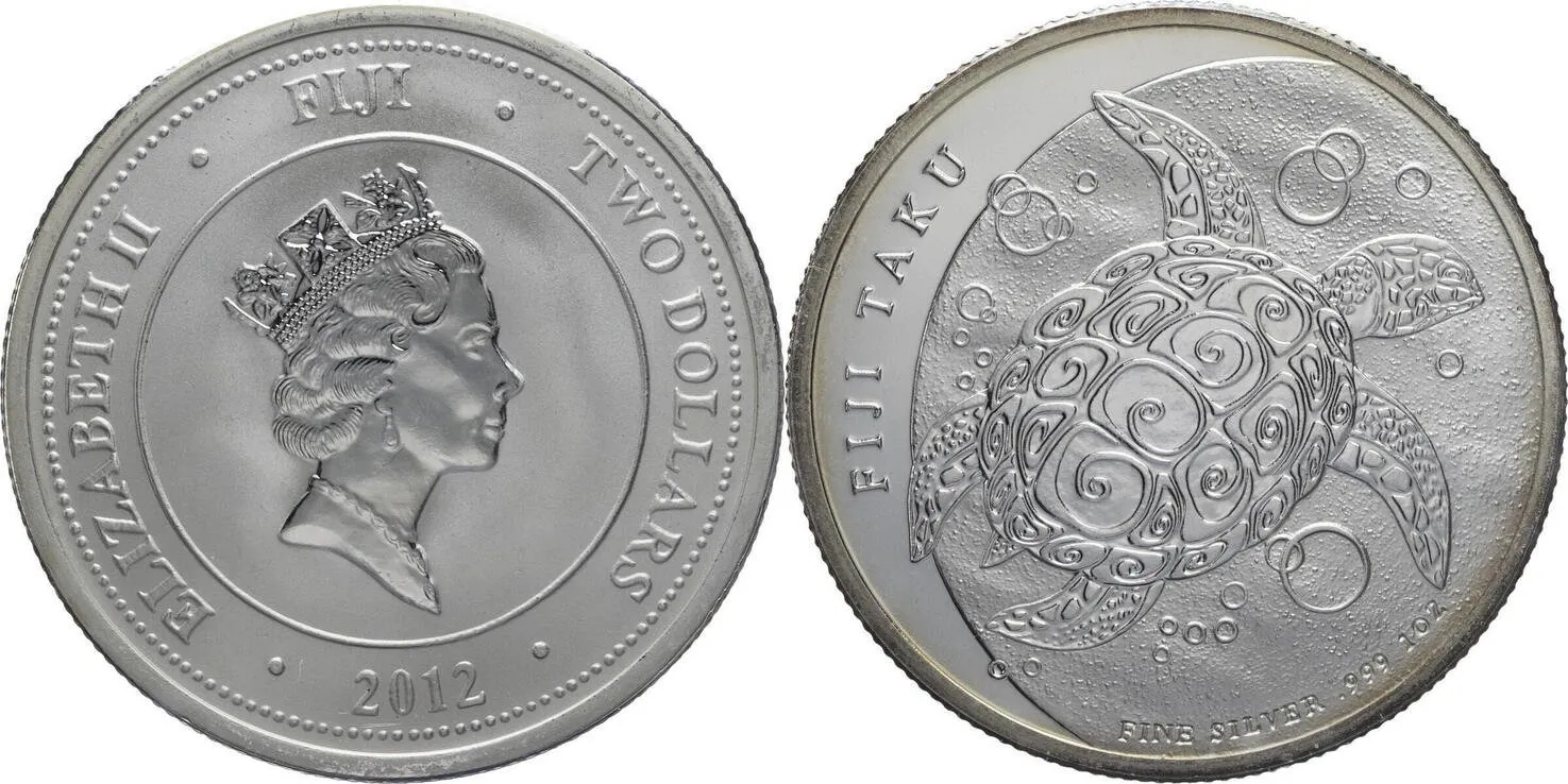 Fidži, 2 Dollars 2012 - želva