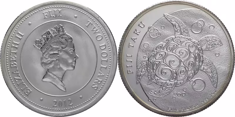 Fidži, 2 Dollars 2012 - želva