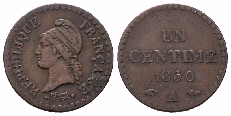 Francie - II. Republika, 1 Centime 1850 A