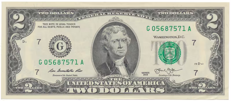 USA, 2 Dollars 2013, deklarace nezávislosti, Pick.538