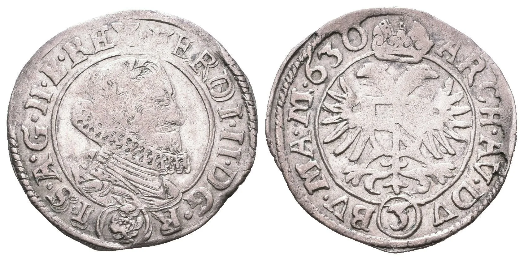 3 Krejcar 1630, Praha-du Bois, Hal.760, patina, lehce ned. — 1