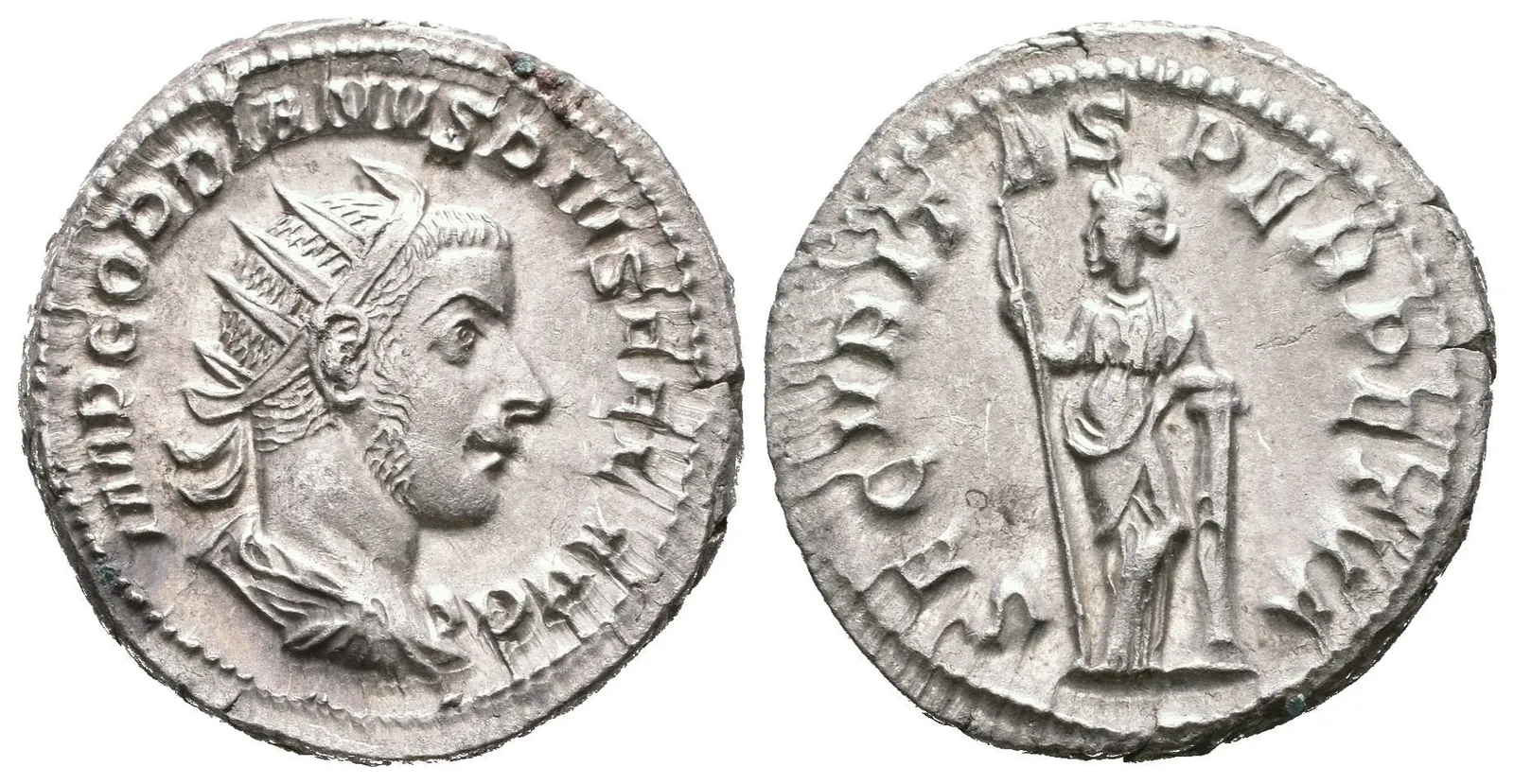 Antoninian, 243 - 244, Rv: SECVRIT-AS PERPETVA, stojící Securitas zleva drží — 1