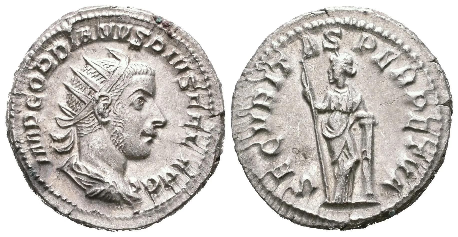 Antoninian, 243 - 244, Rv: SECVRIT-AS PERPETVA, stojící Securitas zleva drží — 1
