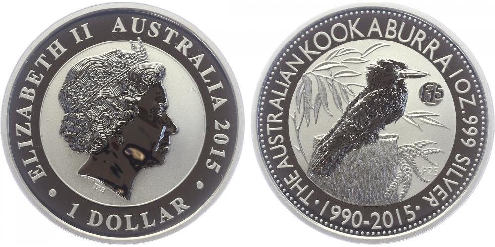 1 Dollar 2015 - Kookaburra, Ag 0,999 (31,10 g), 1 Oz, PROOF