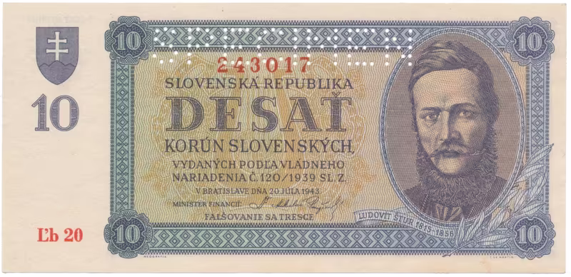 10 Koruna 1943, série Ľb 20, Hej.54a2.S1