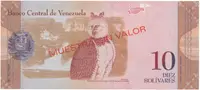 Venezuela, 10 Bolivares 2013, anulát - MUESTRA SIN VALOR, P.90ds - fotografie 2