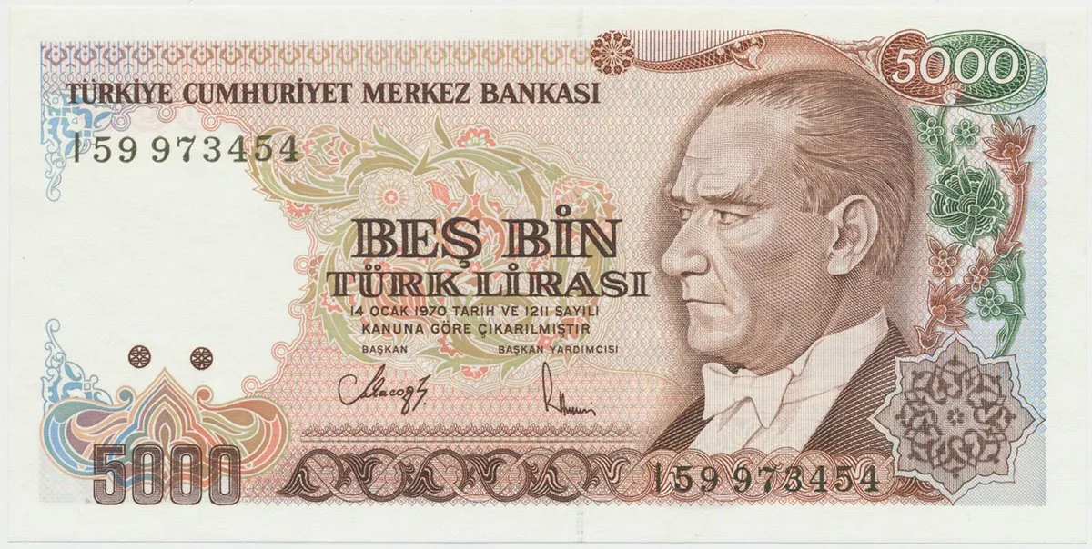 Turecko, 5000 Lira (1990), P.198
