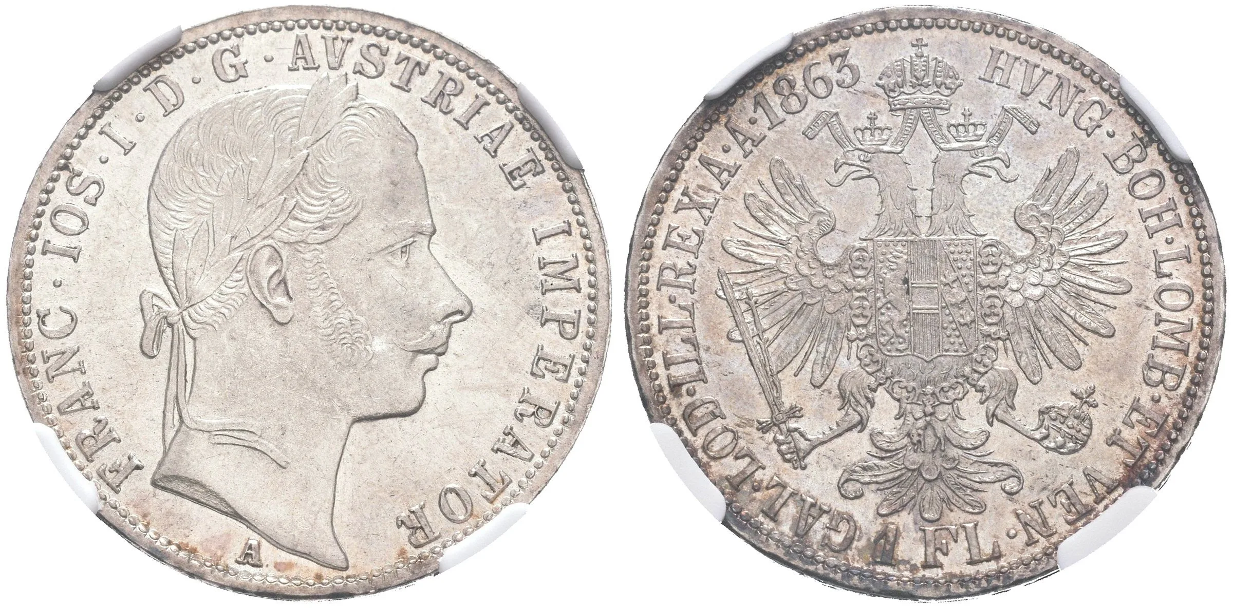 Zlatník 1863 A, certifikace NGC, hodnocení MS 62, krásná zachovalost, lesk, patina — 1
