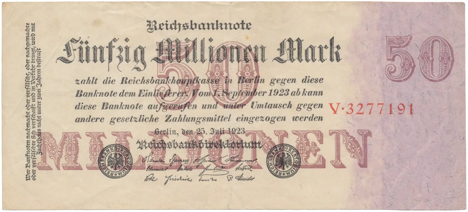 Německo, 50 Millionen Mark 1923, Ro.97a