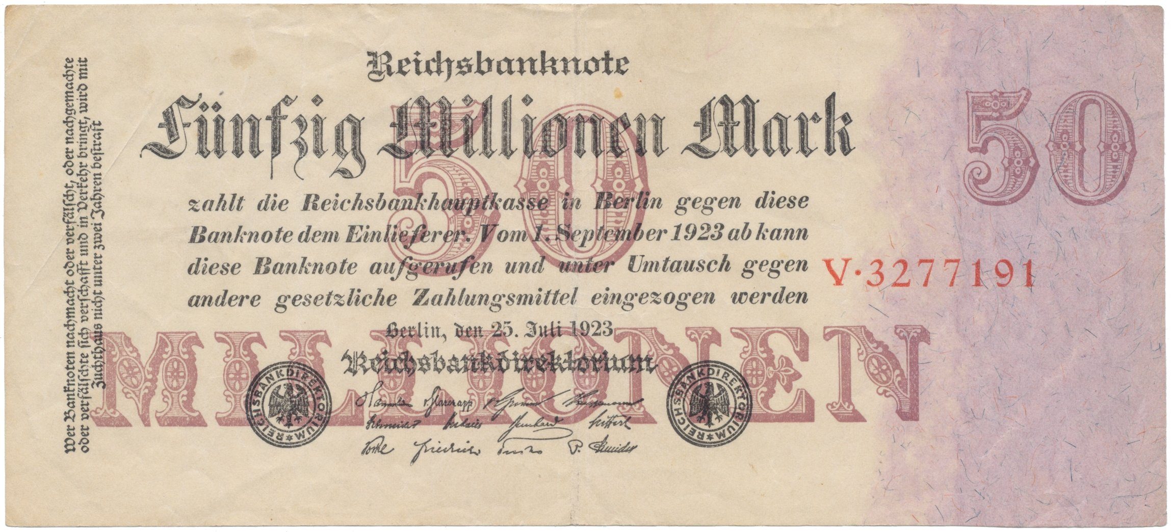 Německo, 50 Millionen Mark 1923, Ro.97a