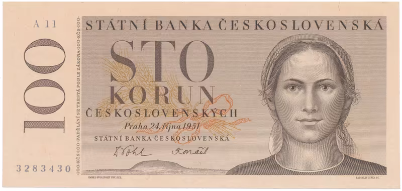 100 Koruna 1951 - nevydaná, Hej.N7