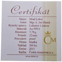 Medaile 2011 (Hásek, Lietava) - Hrad Loket. Au 0,999, 22 mm (7,78 g), kapsle, certifikát, — 2