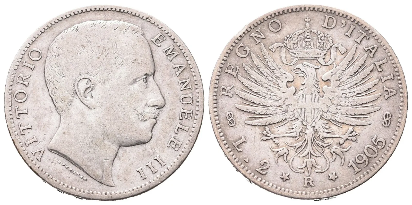 Itálie, 2 Lira 1905 R