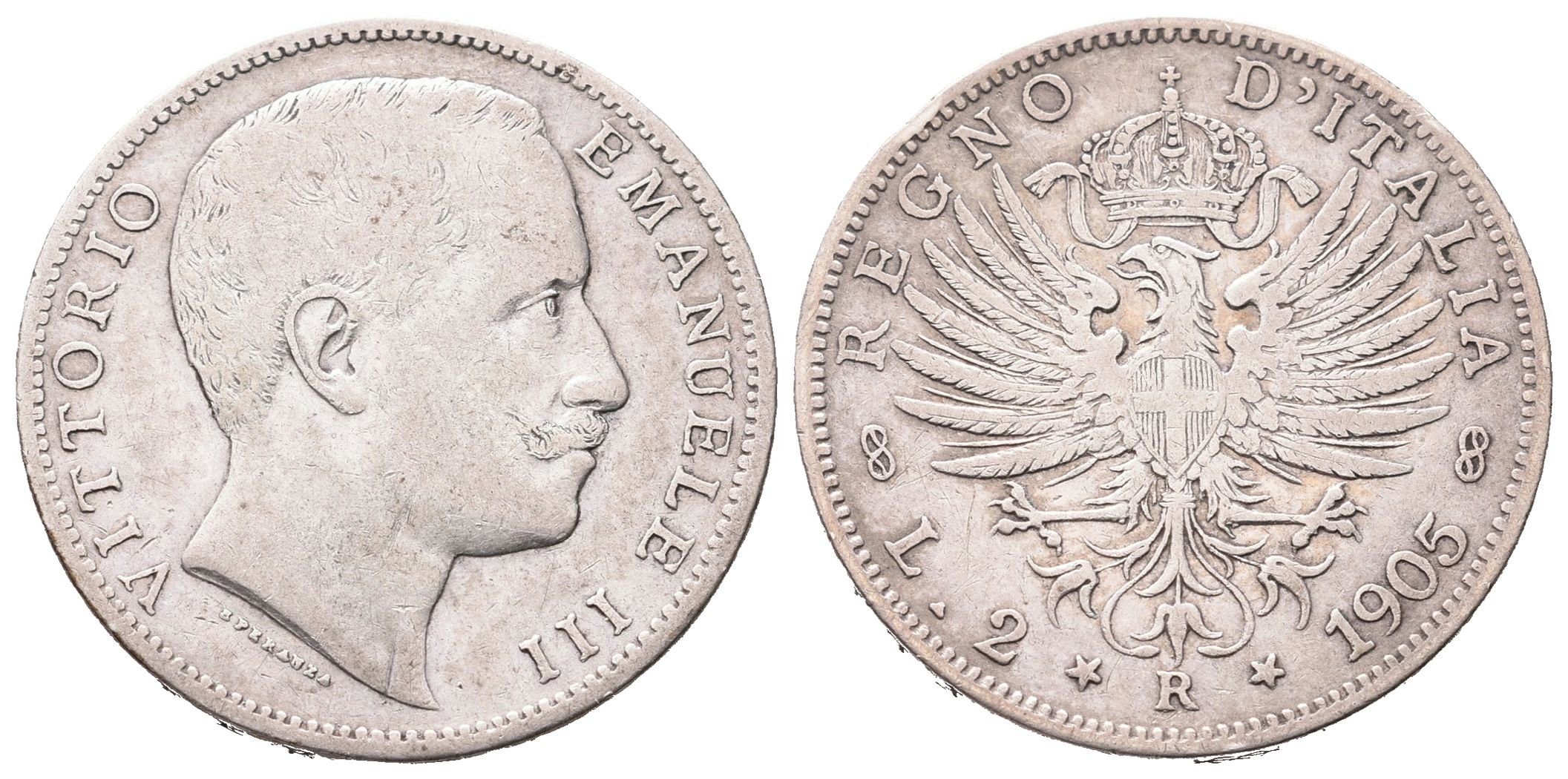 Itálie, 2 Lira 1905 R