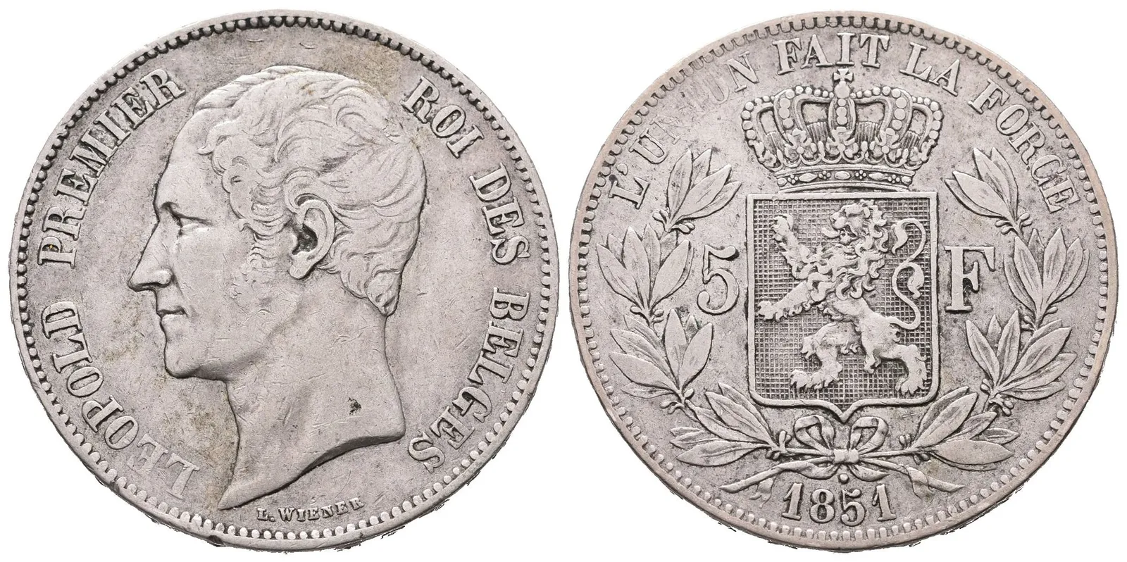 Belgie, 5 Frank 1851