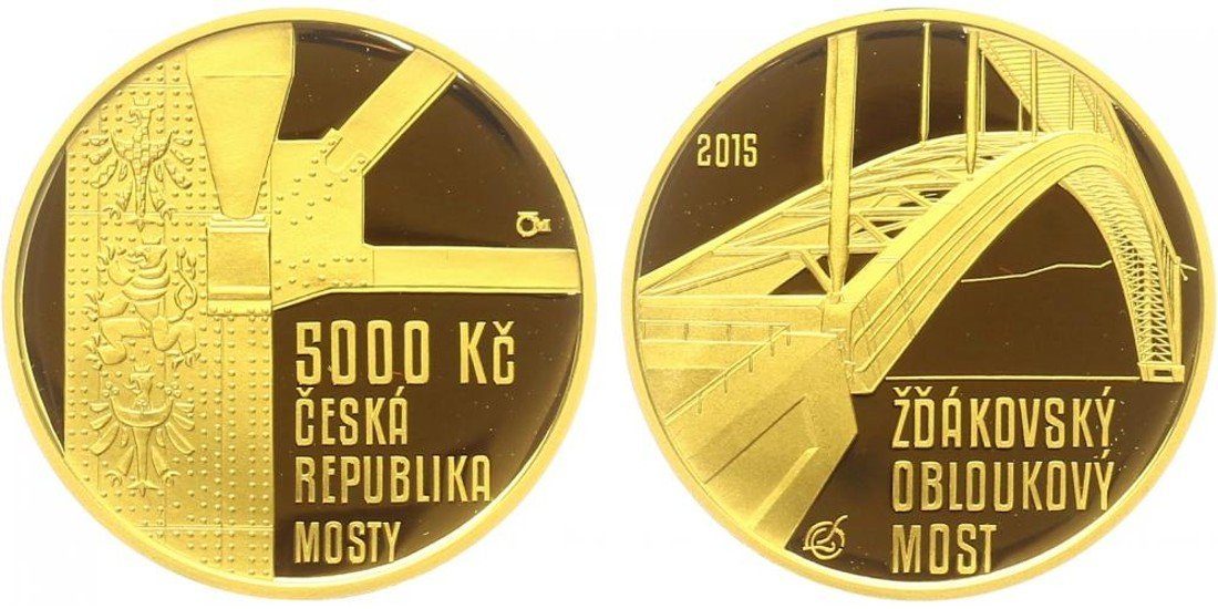 5000 Kč 2015 - Žďákovský obloukový most, PROOF