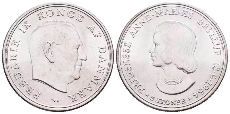 Dánsko, 5 Kroner 1964 - Pamětní