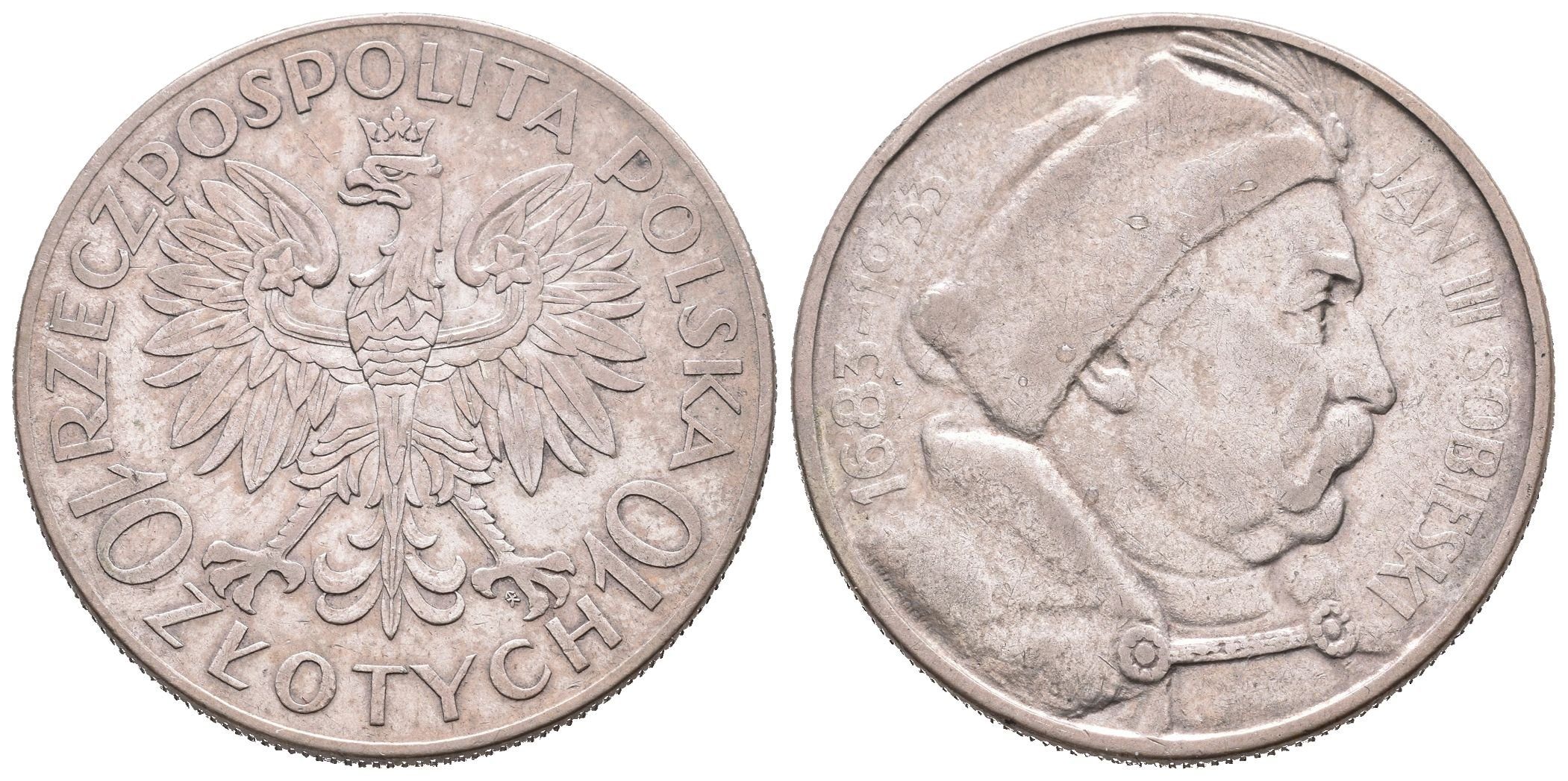 Polsko, 10 Zlotých 1933 - Jan Sobieski