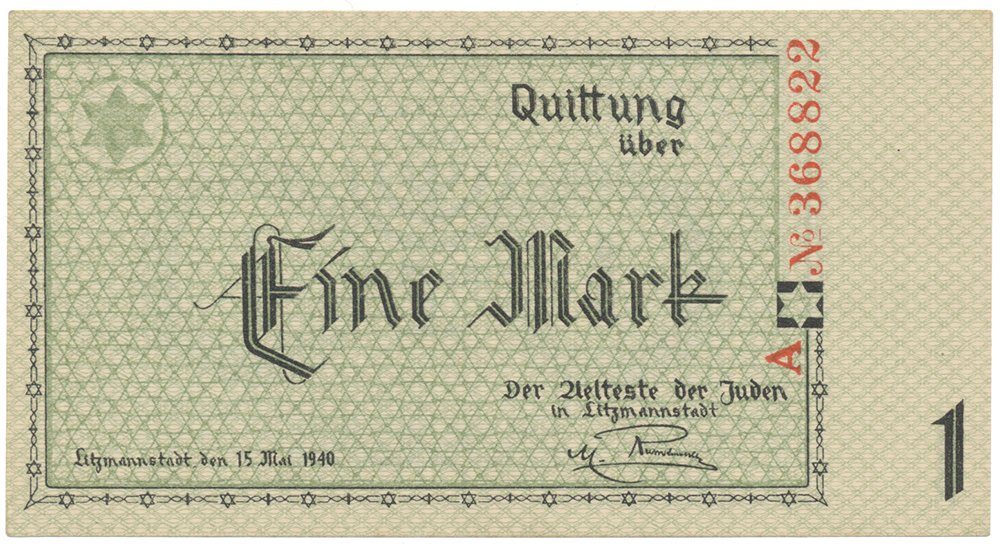 Německo - Litzmannstadt (ghetto), 1 Mark 1940, Grab.Li2b
