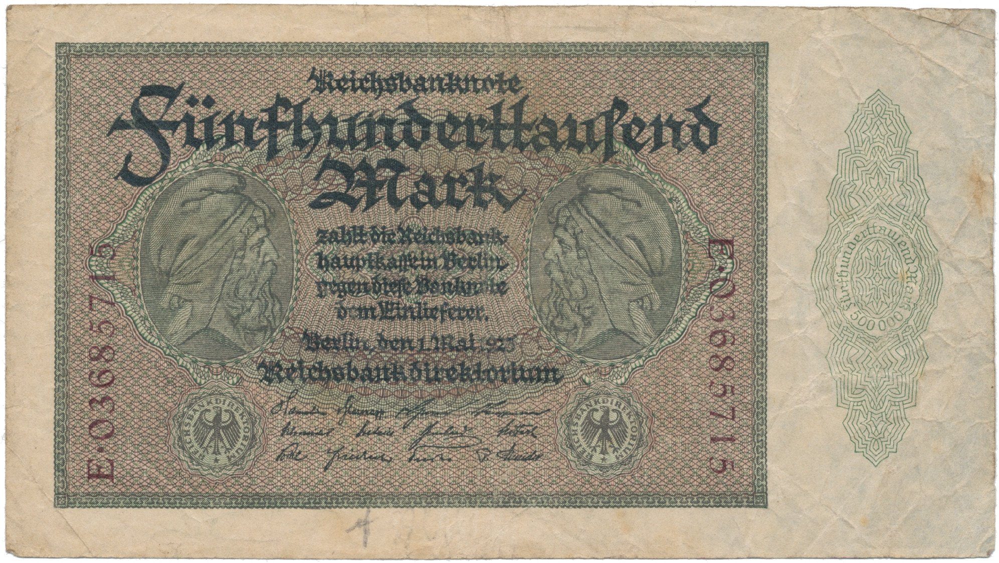 Německo, 500000 Mark 1923, Ro.87d