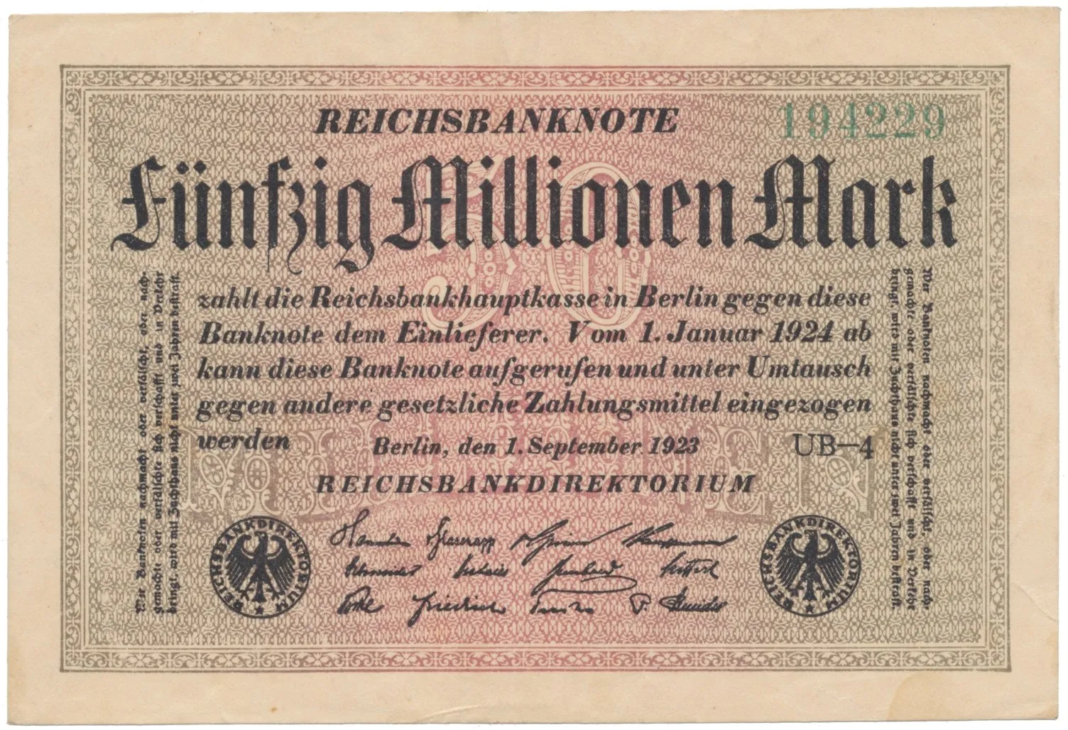 Německo, 50 Millionen Mark 1923, Ro.108l