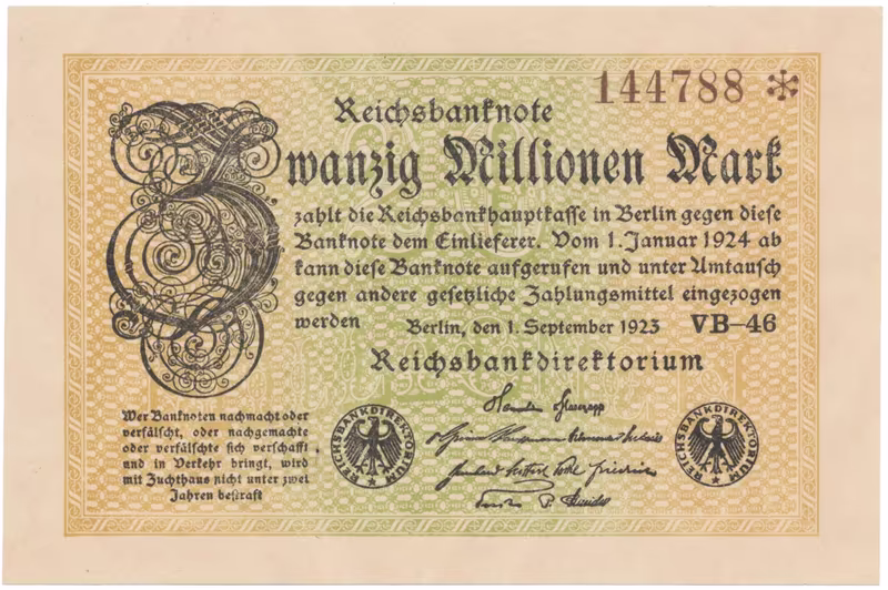Německo, 20 Millionen Mark 1923, Ro.107e