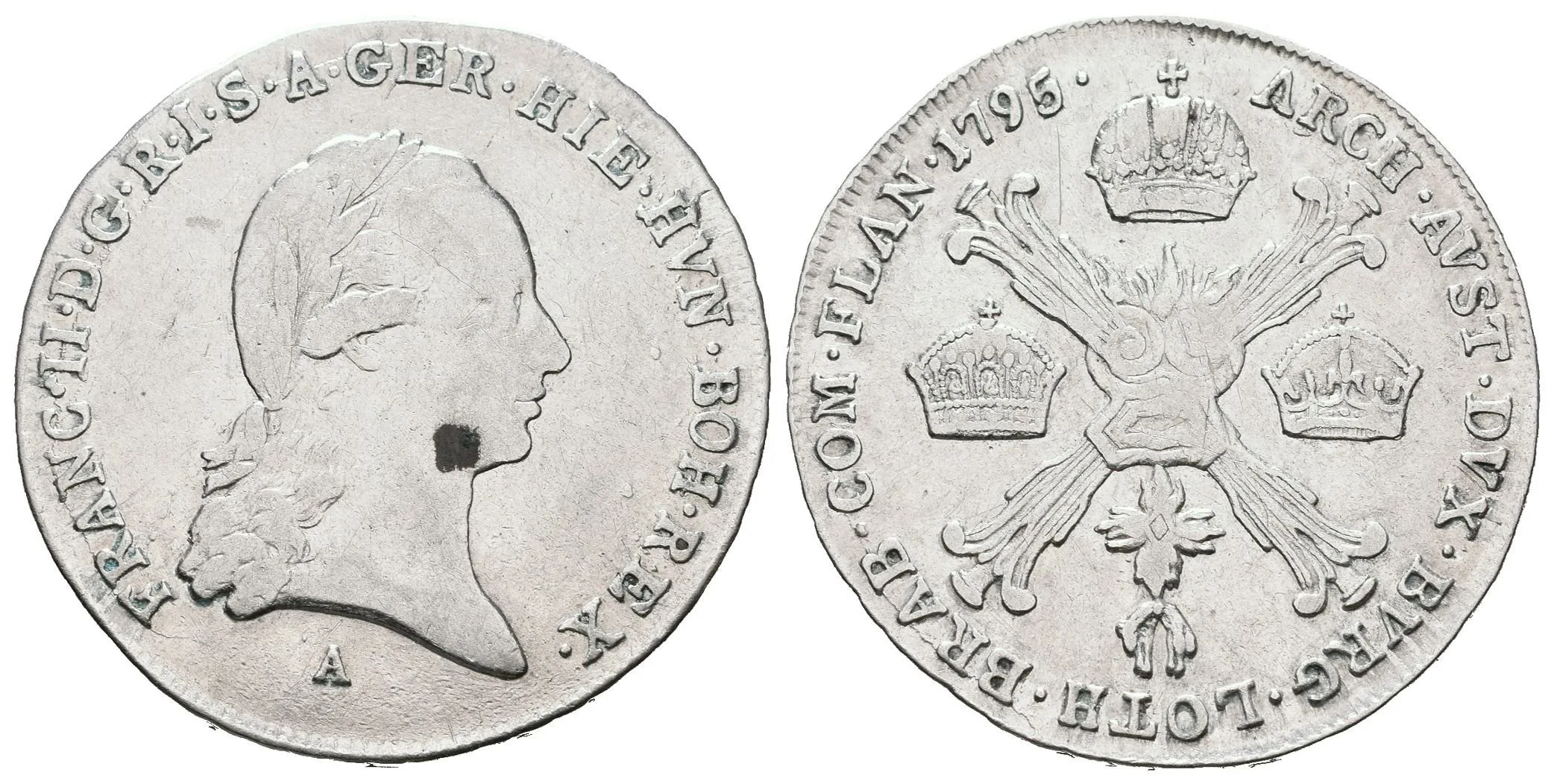 1/4 Tolar křížový 1795 A, patina, rysky — 1