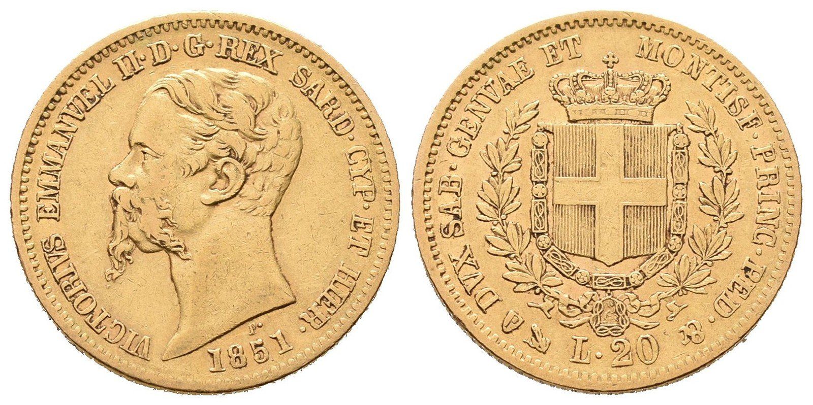 Sardínie, 20 Lira 1851 P
