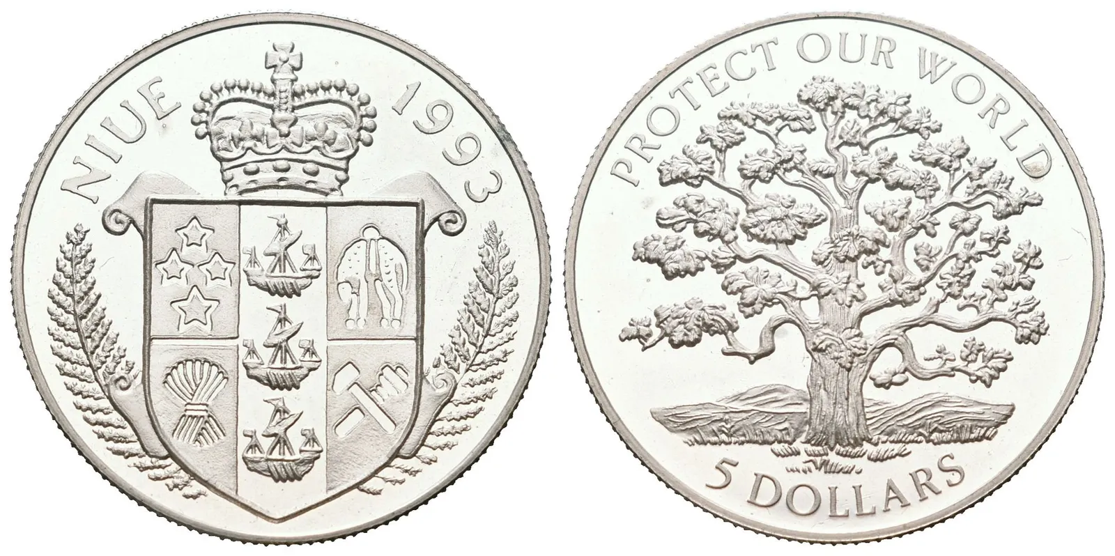 Niue, 5 Dollars 1993 - Protect our World