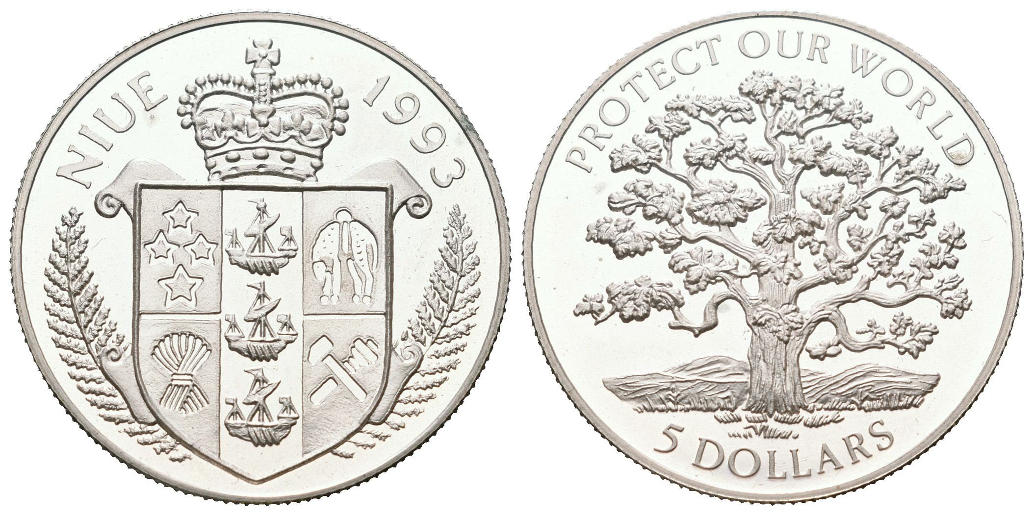 Niue, 5 Dollars 1993 - Protect our World