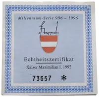 Rakousko, 100 Schilling 1992 - Císař Maximilian I. - fotografie 2