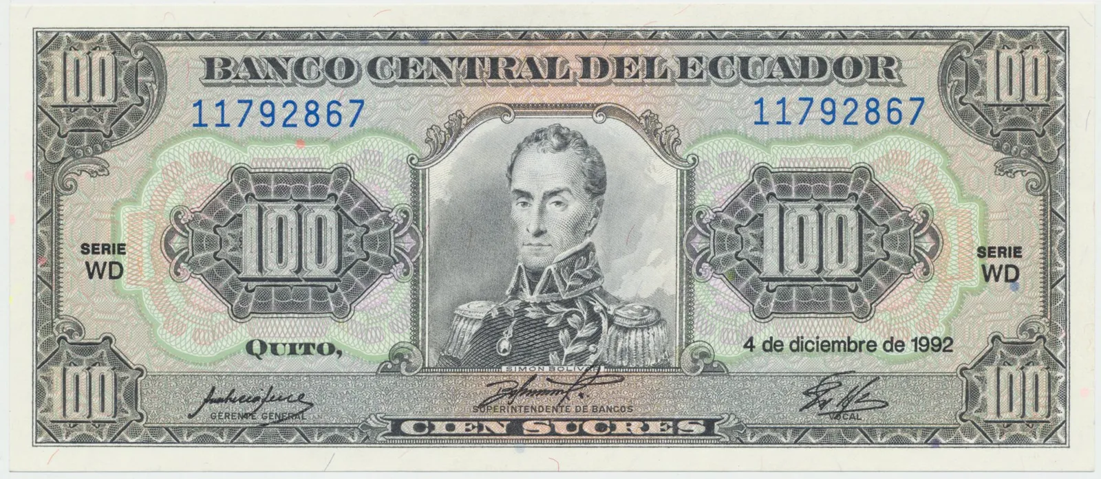 Ekvádor, 100 Sucres 1992, P.123Ab