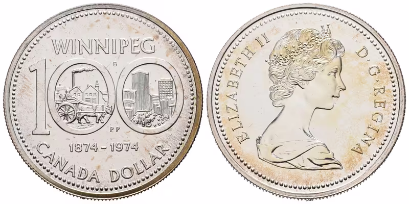 Kanada, Dollar 1974 - 100. výročí města Winnipeg